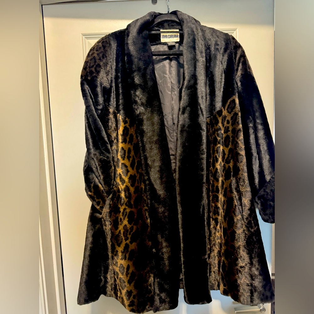 Black Teddy Swing Leopard Coat